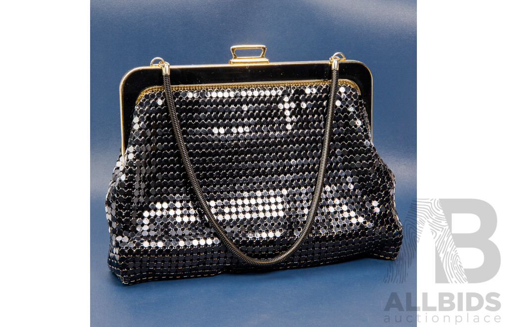 Vintage Black Mesh Evening Clutch Purse - by Glomesh