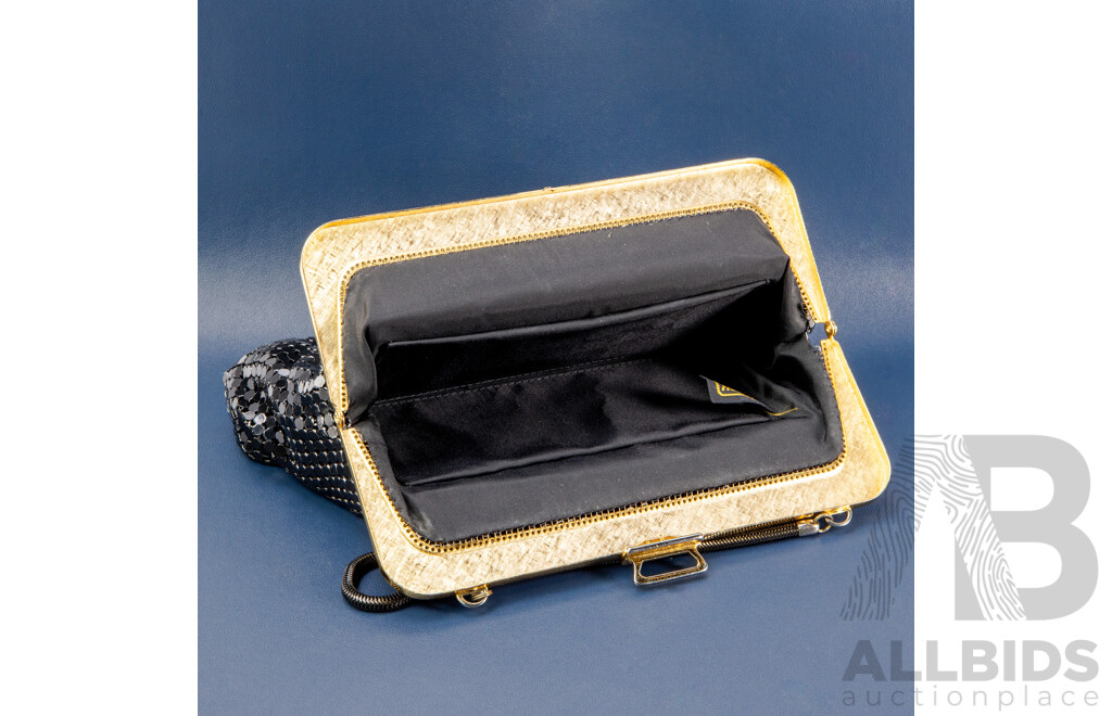 Vintage Black Mesh Evening Clutch Purse - by Glomesh