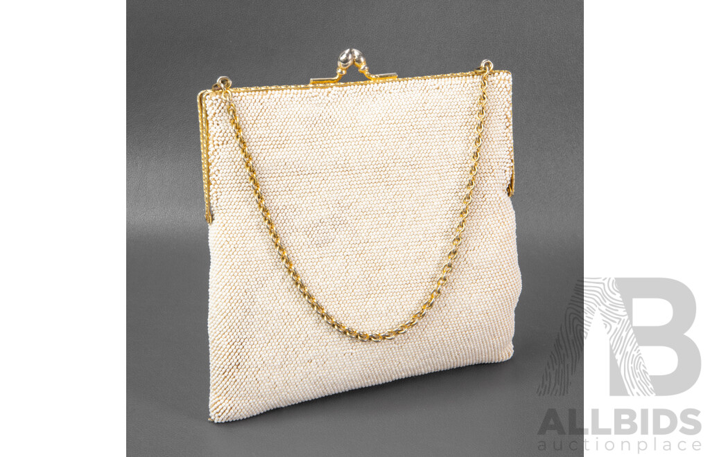 Vintage Floral Micro Bead Evening Clutch Purse