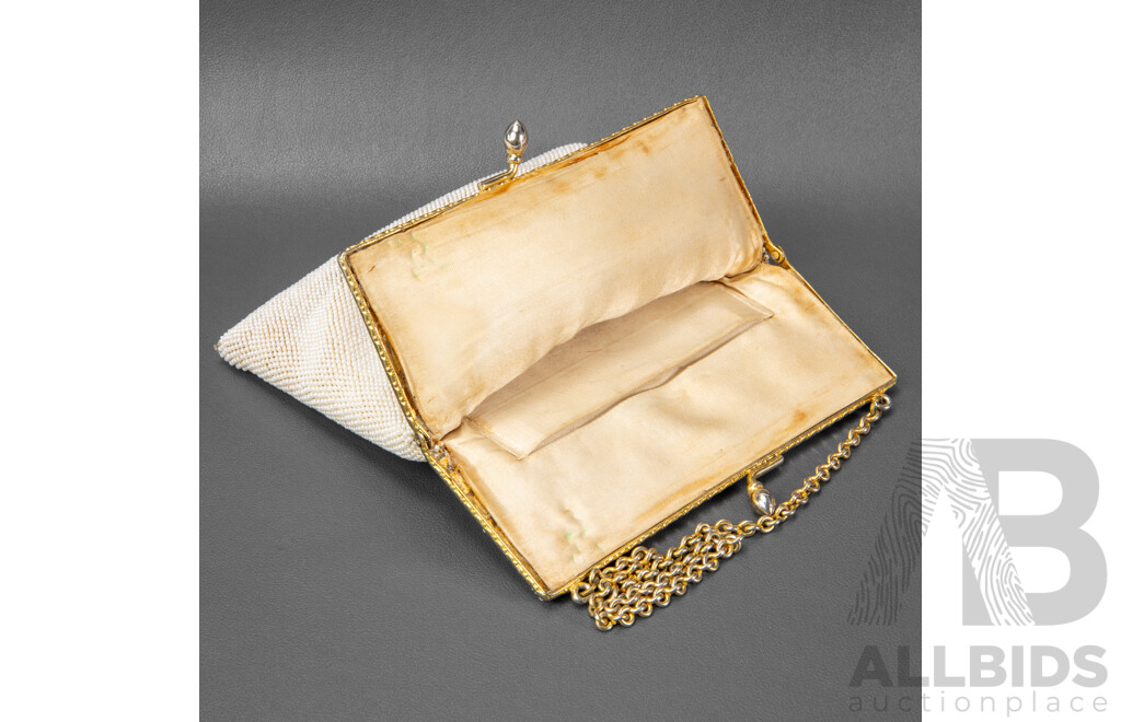 Vintage Floral Micro Bead Evening Clutch Purse