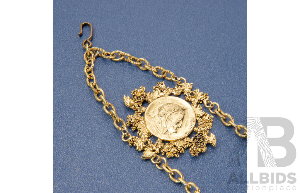 Vintage Gold-Tone Ancient Coin Decorative Chain Belt