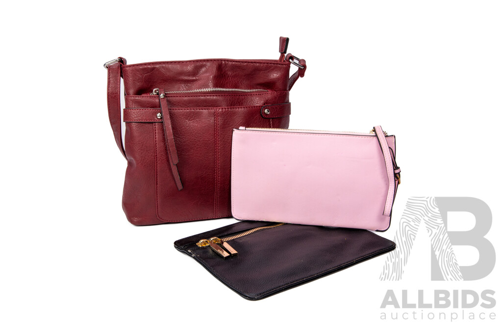 Vintage Faux Leather Handbag/Clutch Purses - Lot of 3