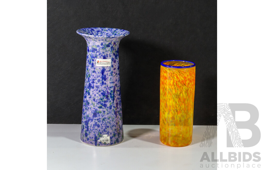 Two Vases One Purple and One Orange