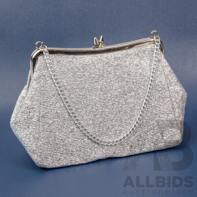Vintage Metallic Silver Evening Clutch Purse