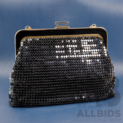 Vintage Black Mesh Evening Clutch Purse - by Glomesh