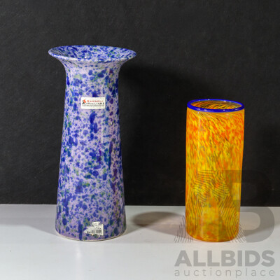 Two Vases One Purple and One Orange
