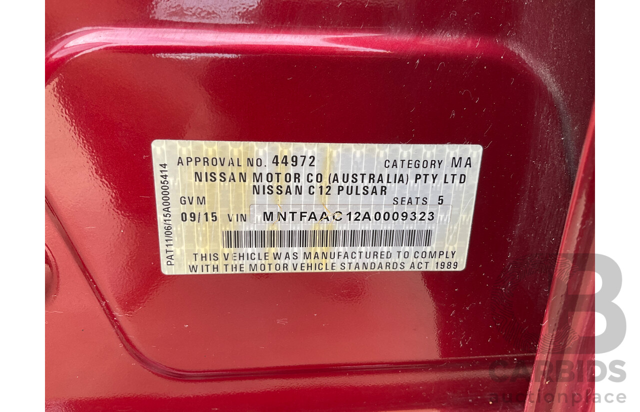 9/2015 Nissan Pulsar ST C12 SERIES 2 5d Hatchback Cayenne Red Metallic 1.8L