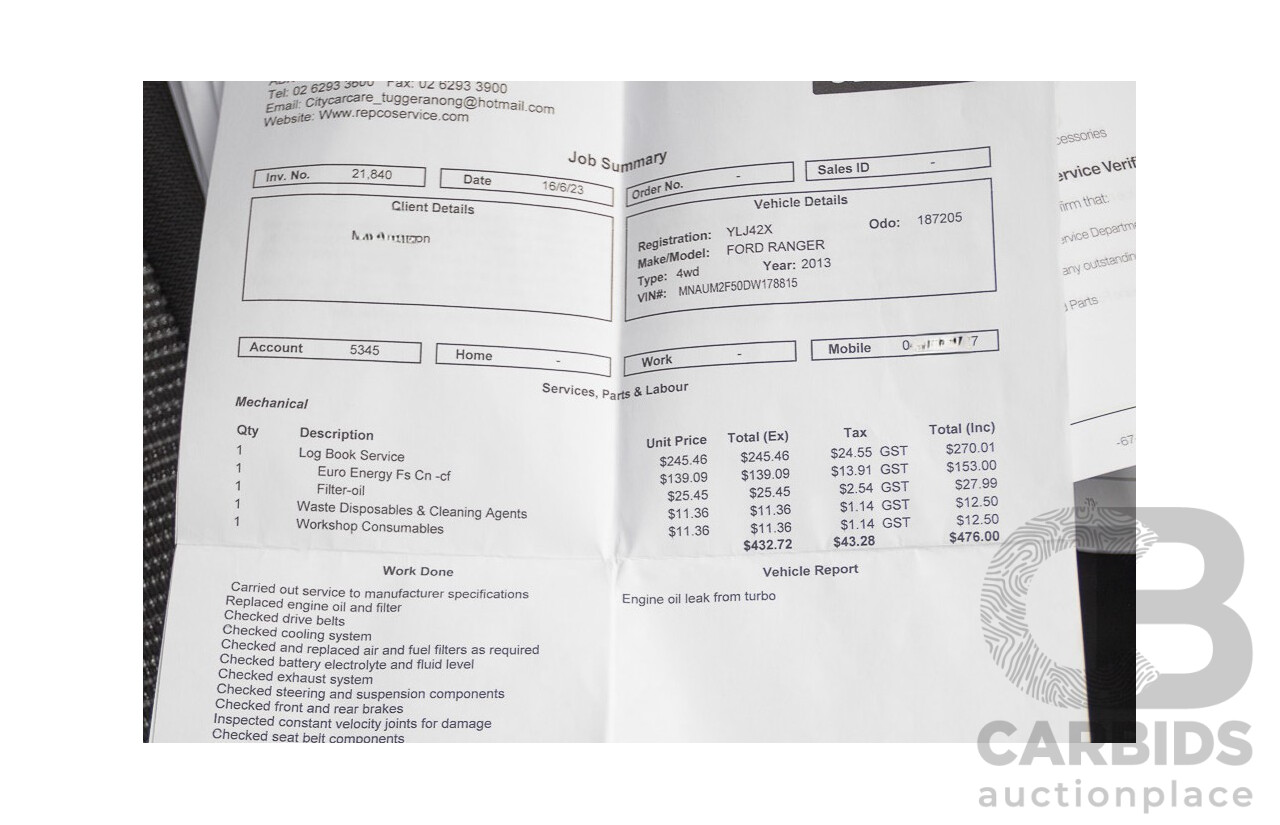 04/2013 Ford Ranger XLT 3.2 (4x4) PX Super Cab Pick Up Highlight Silver Metallic 3.2L