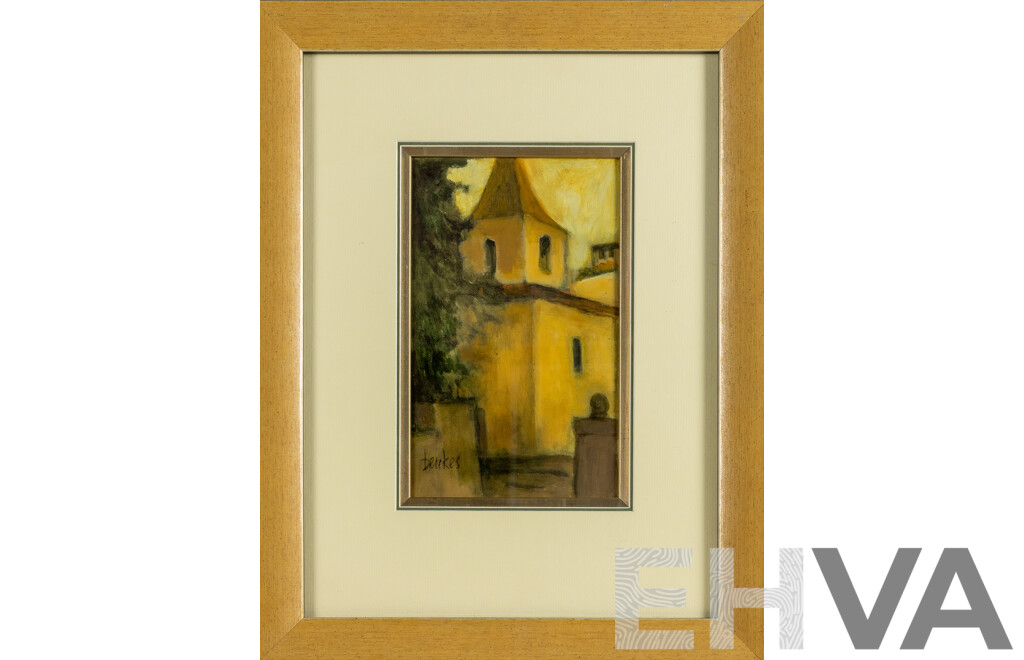 Sandi Beukes, (20th Century, South African, 1957-), Provence Church, Original Acrylic, 53 x 41 cm (frame)
