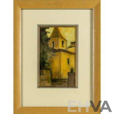 Sandi Beukes, (20th Century, South African, 1957-), Provence Church, Original Acrylic, 53 x 41 cm (frame)
