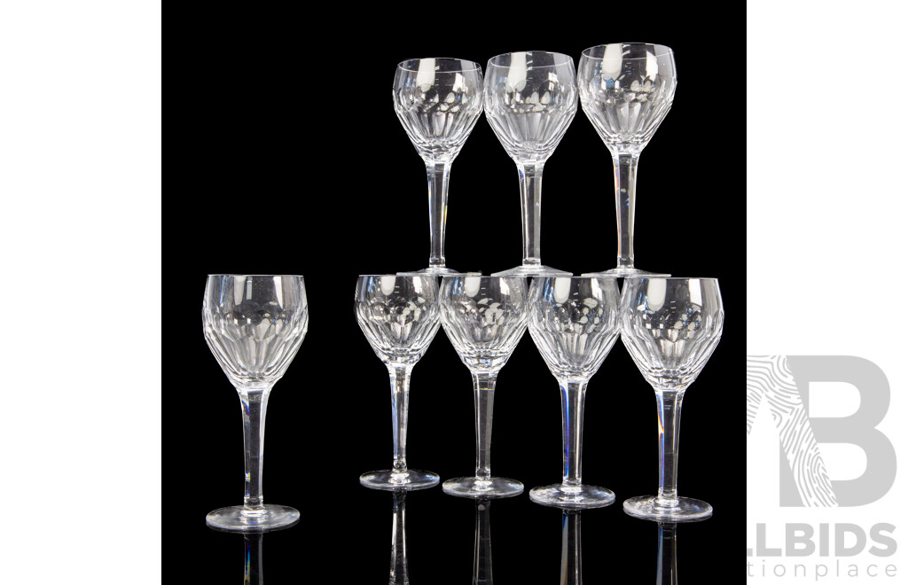 Collection of Eight Waterford Crystal Goblets in Slightly Varying Styles - Approx Height 17 Cm (8)