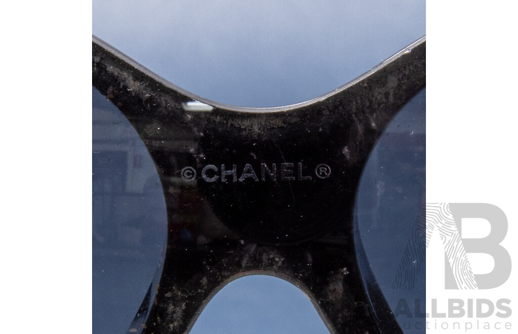 CHANEL Black & Turquoise Camellia Sunglasses
