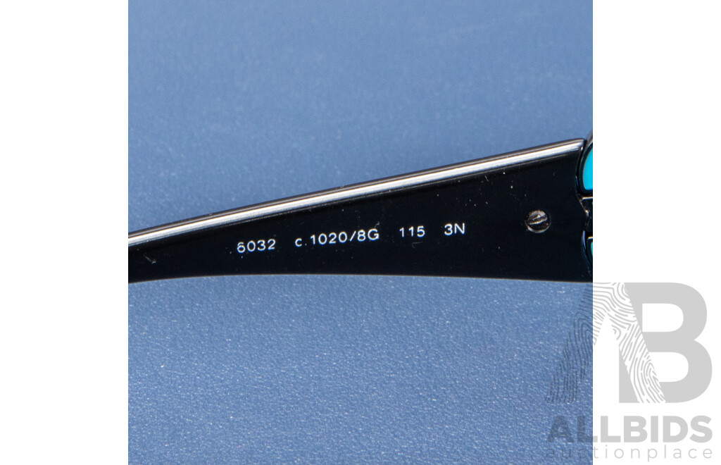 CHANEL Black & Turquoise Camellia Sunglasses