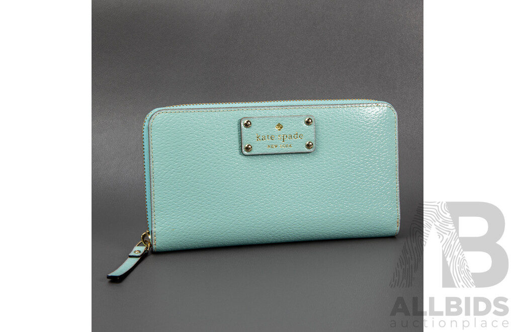Kate Spade Light Blue Wellesley Neda Zip Around Wallet