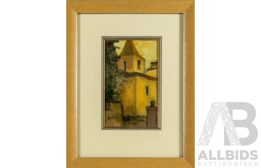 Sandi Beukes, (20th Century, South African, 1957-), Provence Church, Original Acrylic, 53 x 41 cm (frame)