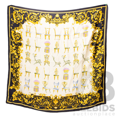 Foulard Atelier Versace Barocco Print Silk Scarf, Vintage, Made in Italy