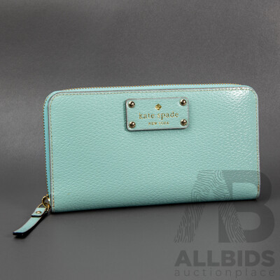 Kate Spade Light Blue Wellesley Neda Zip Around Wallet