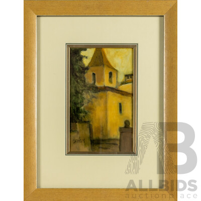 Sandi Beukes, (20th Century, South African, 1957-), Provence Church, Original Acrylic, 53 x 41 cm (frame)