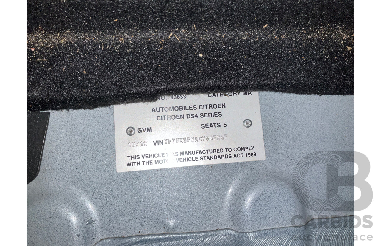 1/2012 Citroen DS4 DStyle 4d Wagon Blue Encre Metallic Turbo 1.6L