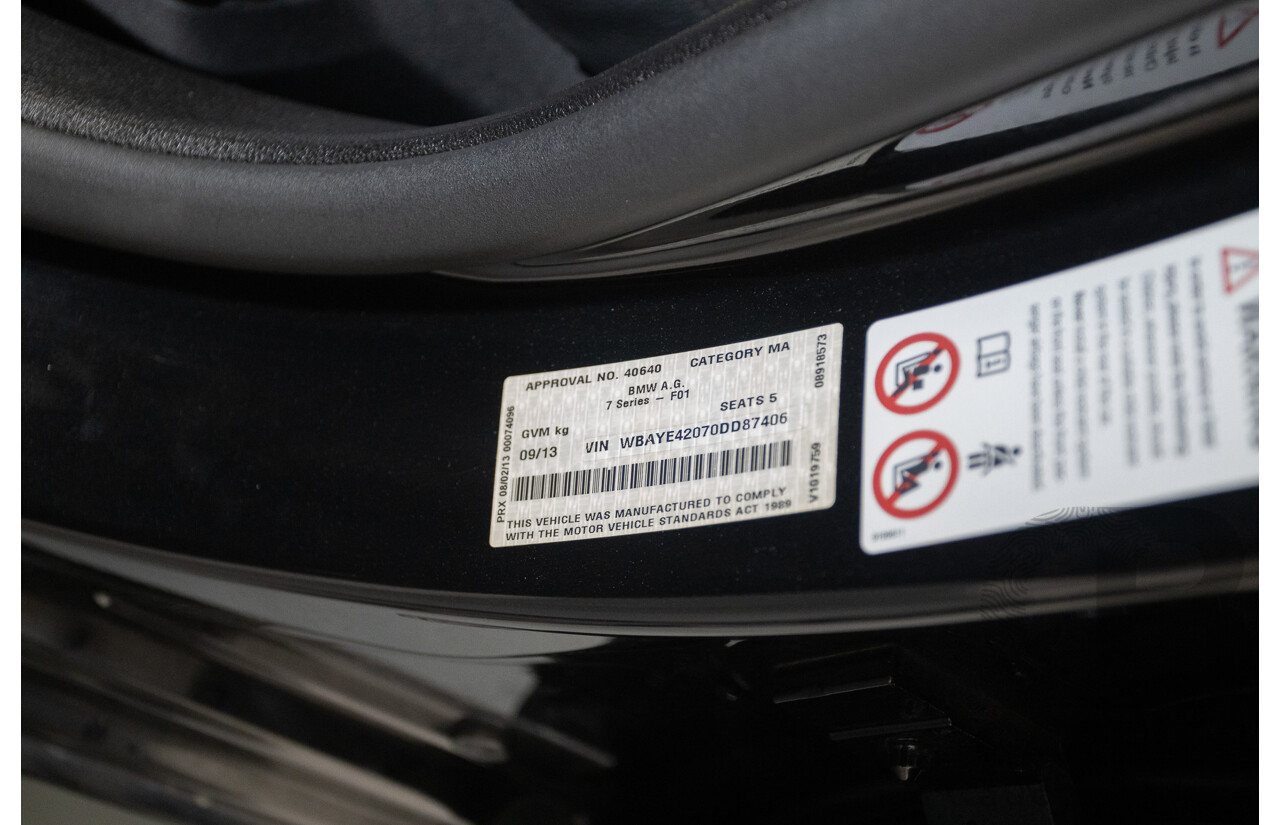 9/2013 BMW 740Li F02 MY13 4D Sedan Black Sapphire Metallic Turbo 3.0L