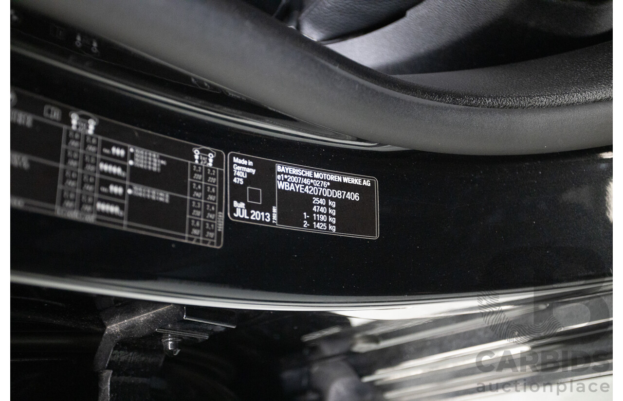 9/2013 BMW 740Li F02 MY13 4D Sedan Black Sapphire Metallic Turbo 3.0L