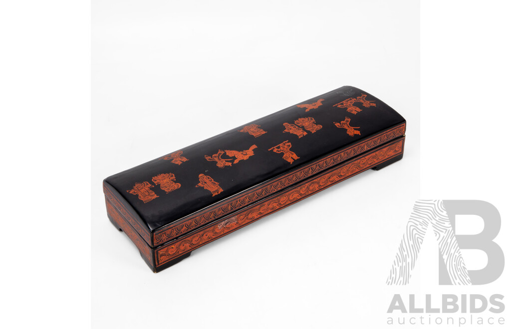 Long Rectangular Chinese Lacquerware Box