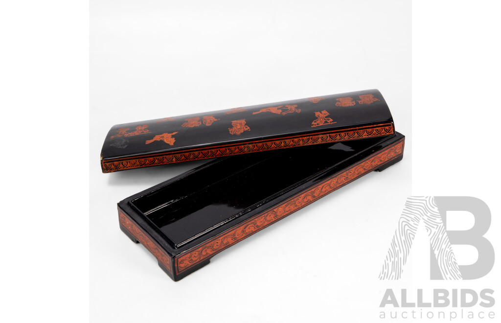 Long Rectangular Chinese Lacquerware Box