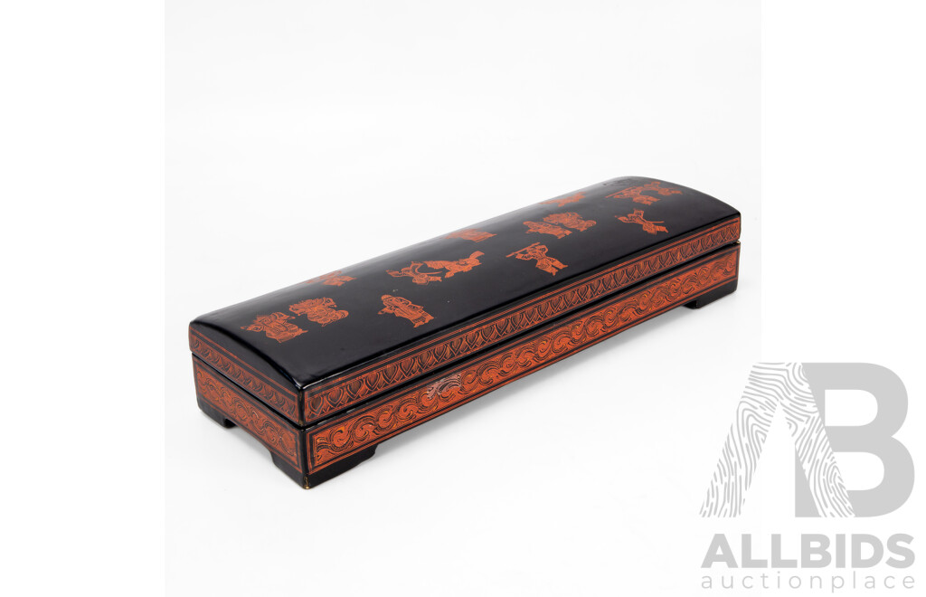 Long Rectangular Chinese Lacquerware Box