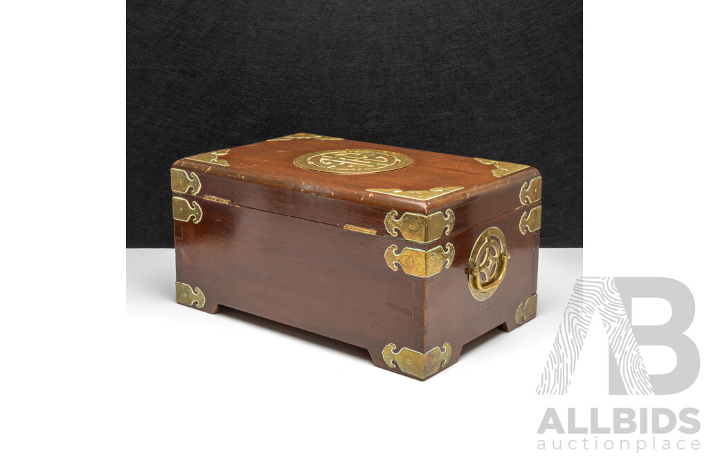 Vintage Multi Compartment Wood and Brass Jewellery/Trinket Box