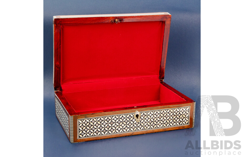 Turkish/Syrian Mother of Pearl Geometric Wooden Box