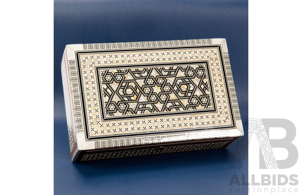Turkish/Syrian Mother of Pearl Geometric Wooden Box