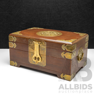 Vintage Multi Compartment Wood and Brass Jewellery/Trinket Box