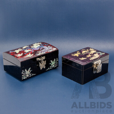 Korean Handmade Jewellery Boxes - Lot of 2