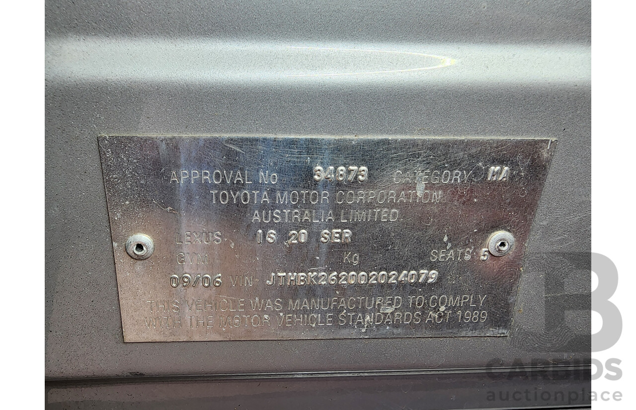 9/2006 Lexus Is250 Prestige GSE20R 4d Sedan Silver 2.5L