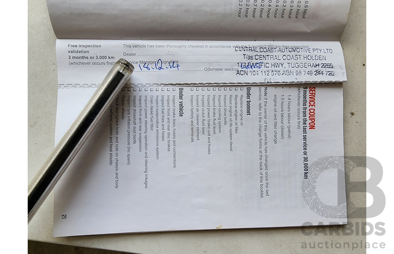 9/2014 Holden Cruze Equipe JH MY14 5d Hatchback White 1.8L