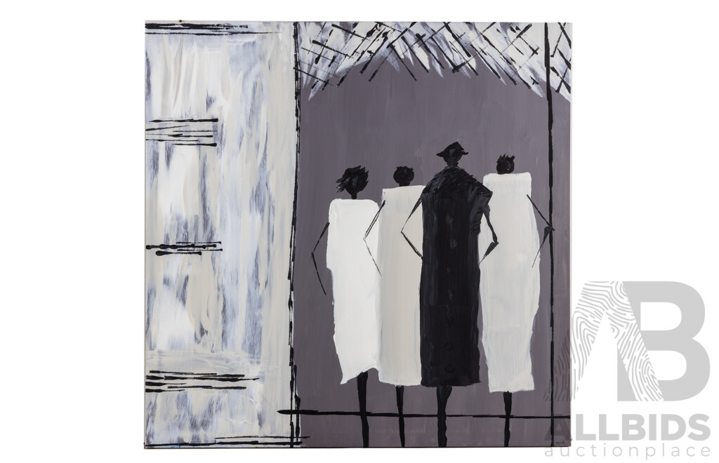 Fosca (20th Century, Australian), My Ladies (2026), Wonderful Original Acrylic on Canvas, 75 x 75 cm (frame)