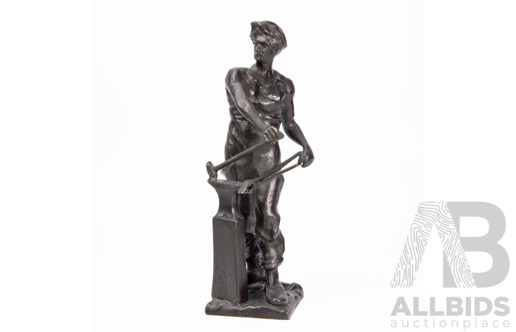 Vintage Bronze 'Blacksmith at Anvil'