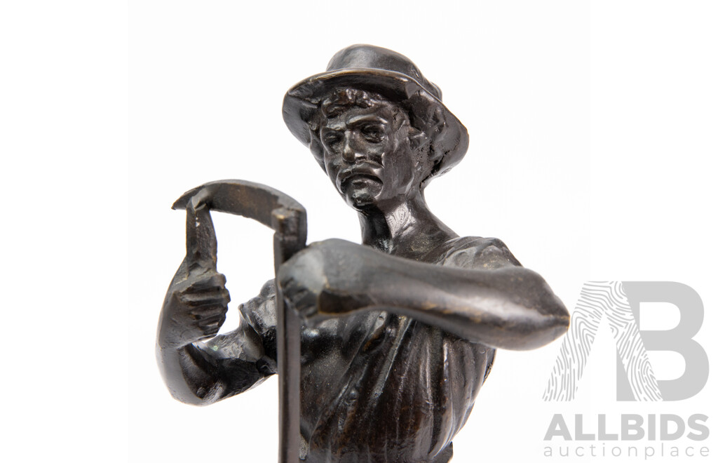 Vintage Bronze 'Farmer Sharpening Sickle'