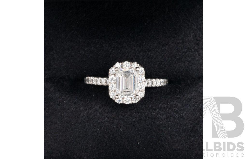 Ladies Handmade Platinum 950 Halo Style Engagement Ring with Valuation - Size M
