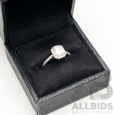 Ladies Handmade Platinum 950 Halo Style Engagement Ring with Valuation - Size M