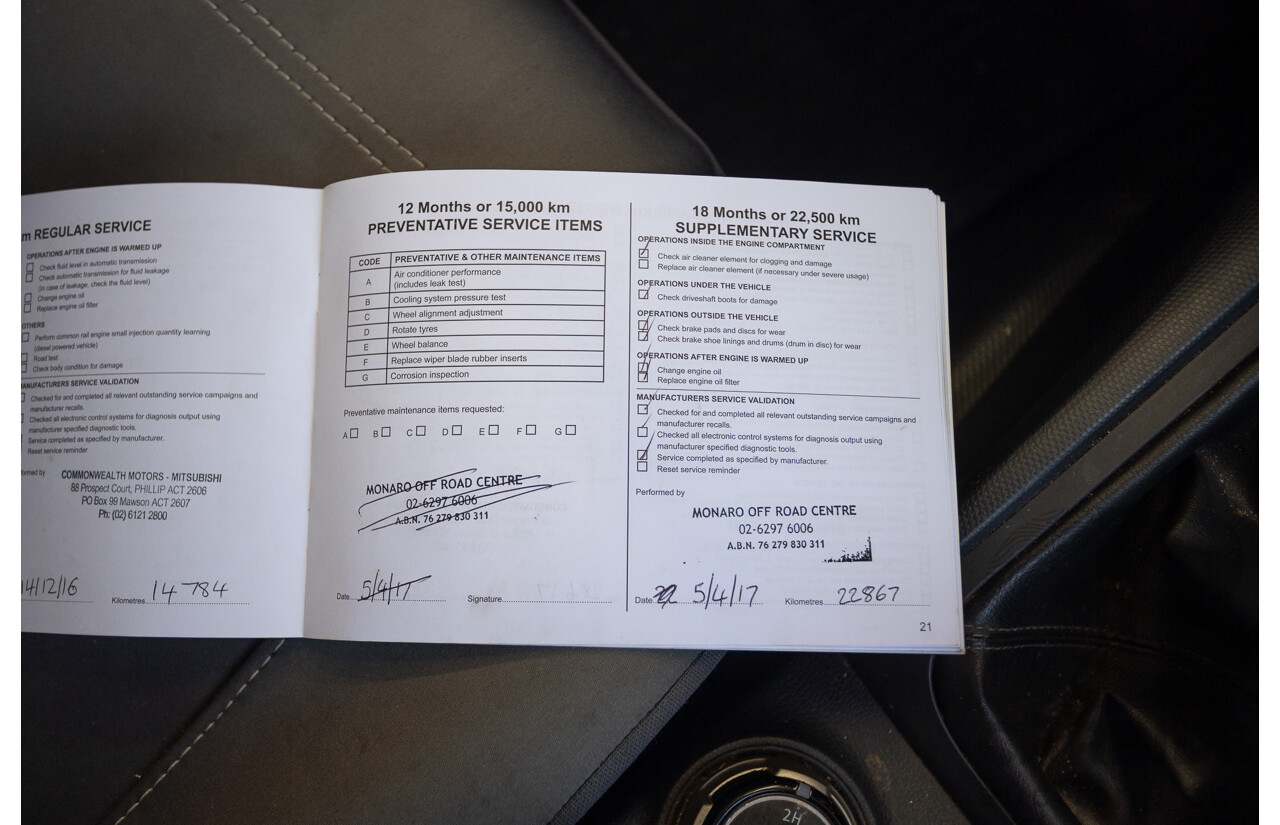 10/2016 Mitsubishi Triton GLX (4x4) MQ MY16 Dual Cab Utility Solid White Turbo Diesel 2.4L