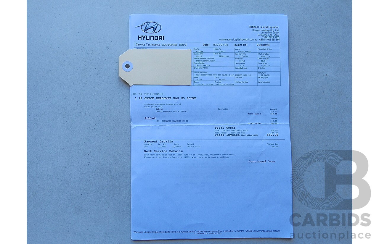 2/2014 Hyundai i30 Trophy GD MY14 5d Hatchback White 1.8L