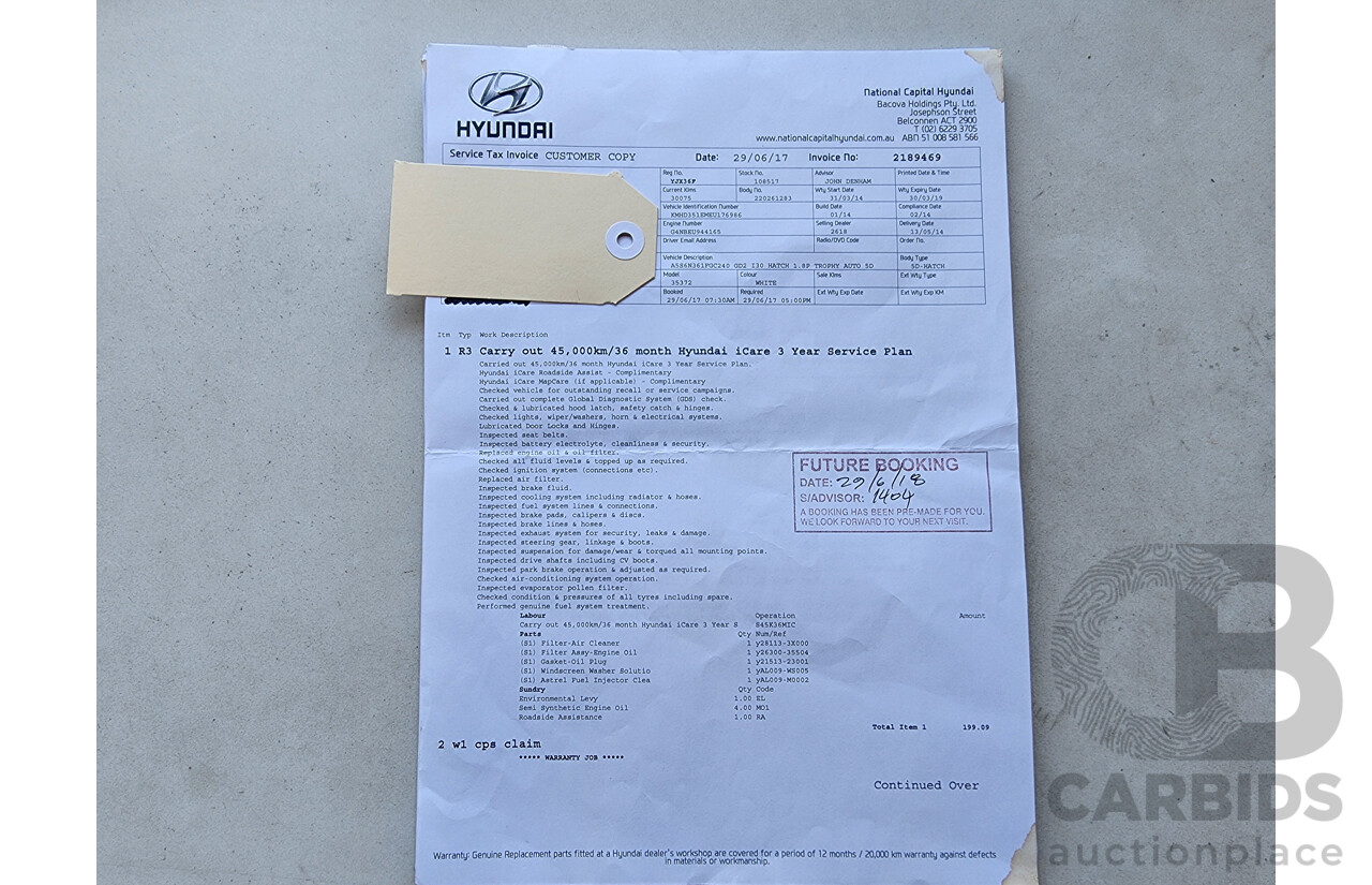 2/2014 Hyundai i30 Trophy GD MY14 5d Hatchback White 1.8L