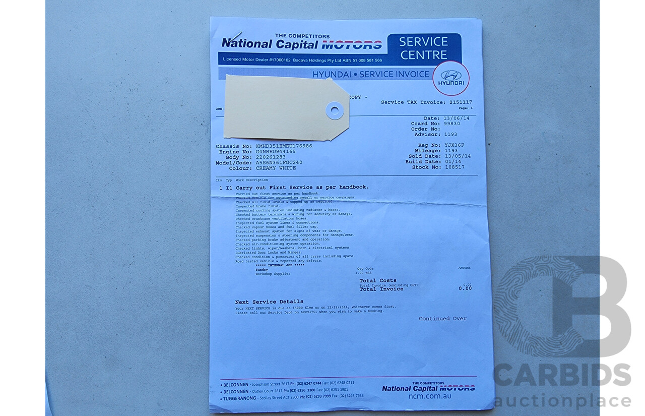 2/2014 Hyundai i30 Trophy GD MY14 5d Hatchback White 1.8L