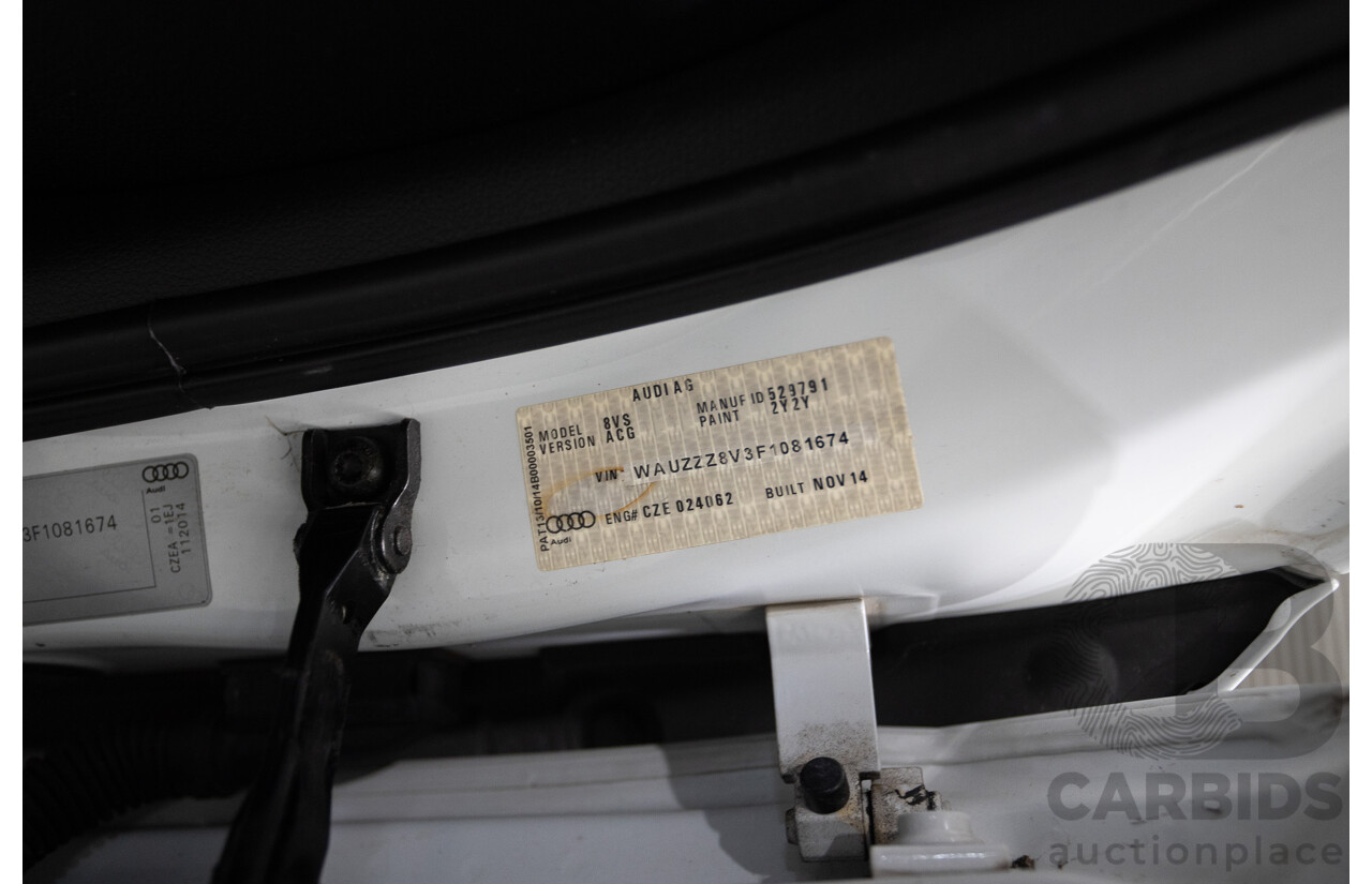 02/2015 Audi A3 1.4 TFSI ATTRACTION COD 8V MY14 4D Sedan Glacier White Turbo 1.4L