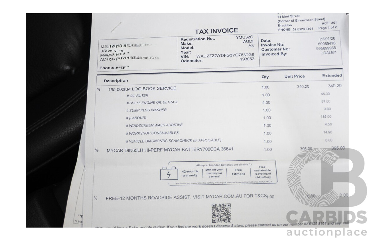 02/2015 Audi A3 1.4 TFSI ATTRACTION COD 8V MY14 4D Sedan Glacier White Turbo 1.4L