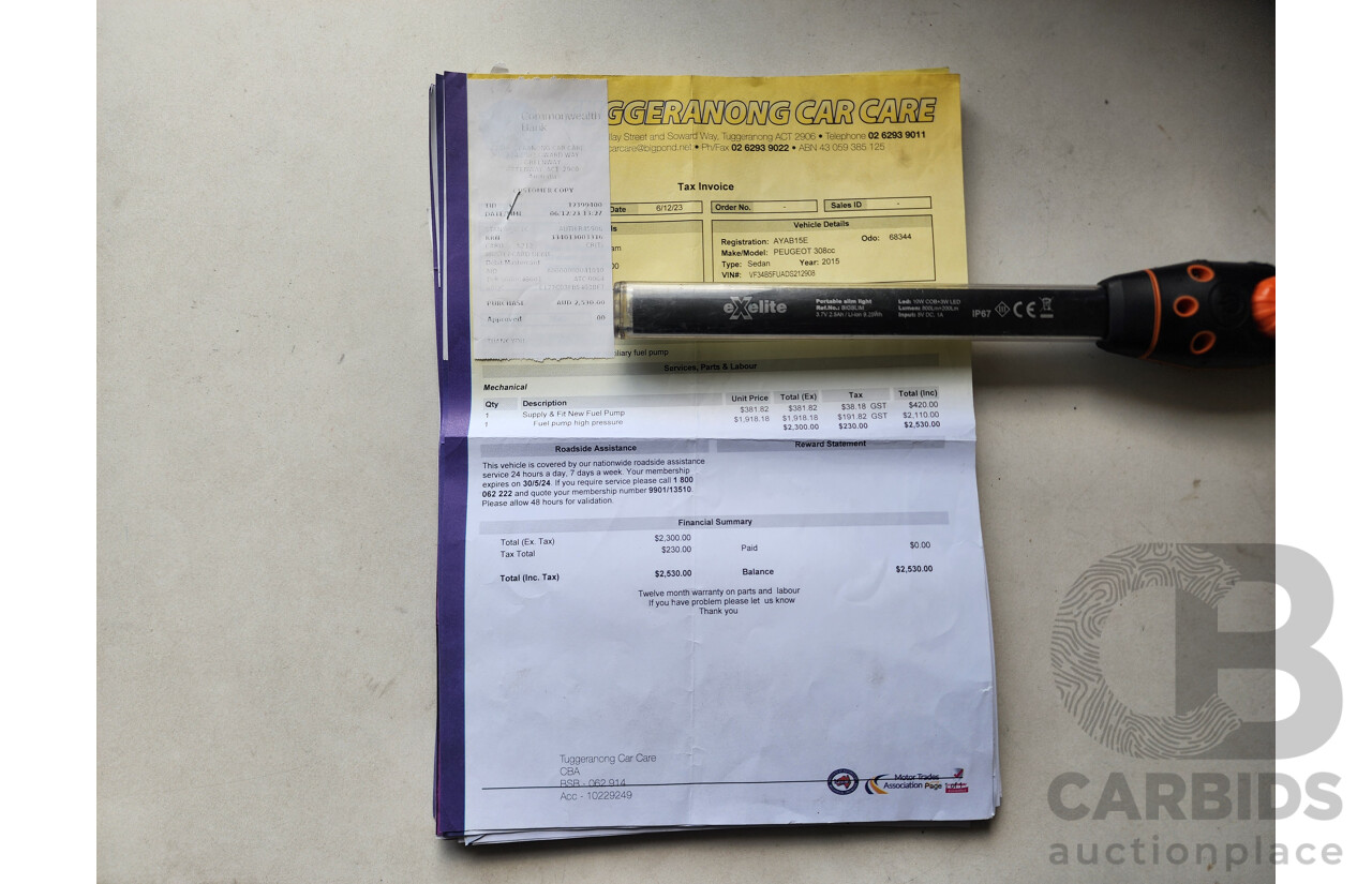 2/2015 Peugeot 308 CC Allure Turbo 11 UPGRADE 2d Cabriolet White 1.6L