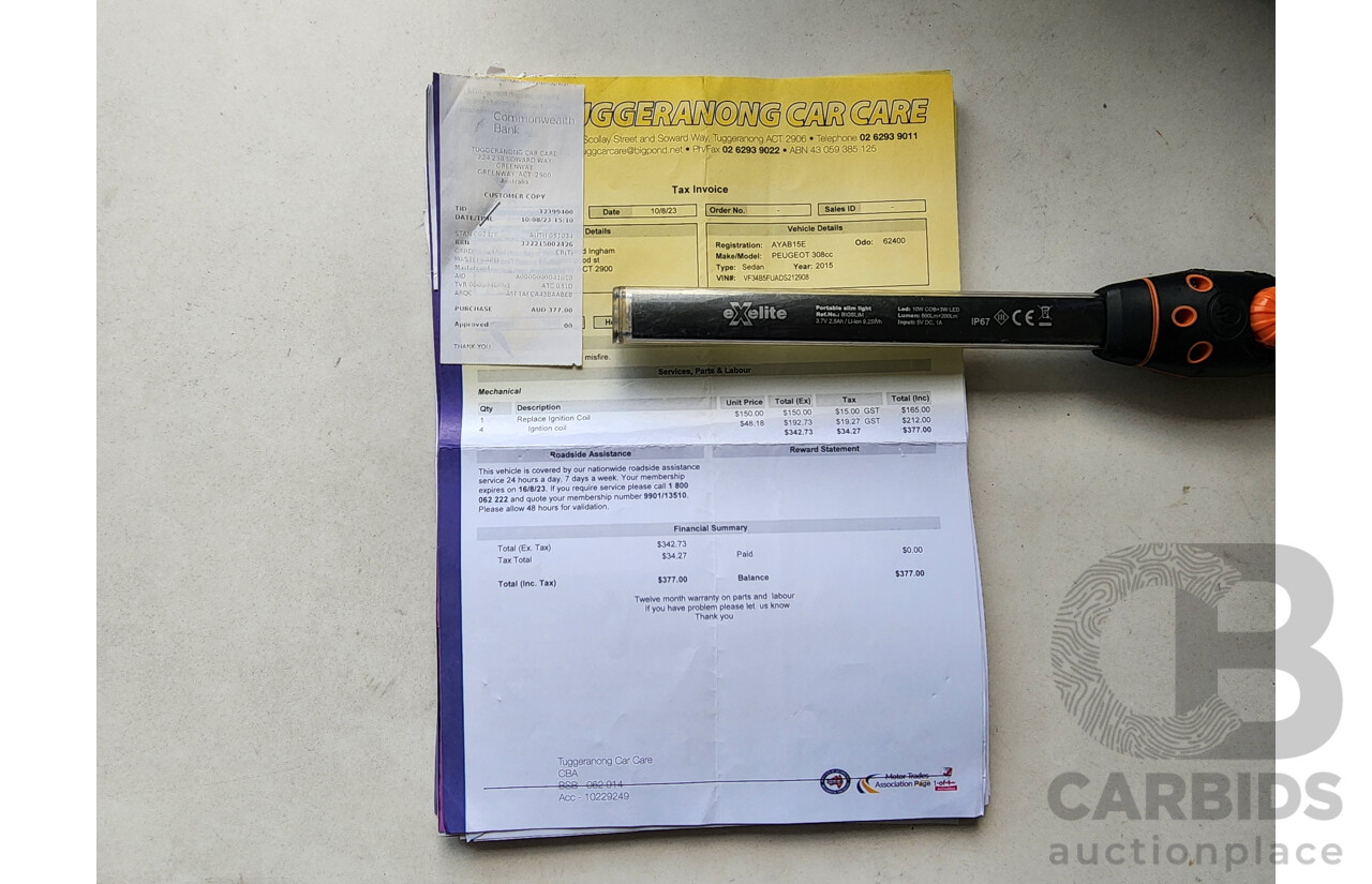 2/2015 Peugeot 308 CC Allure Turbo 11 UPGRADE 2d Cabriolet White 1.6L