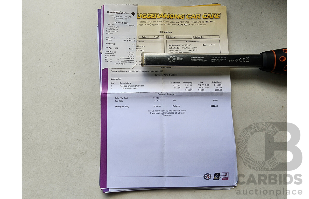 2/2015 Peugeot 308 CC Allure Turbo 11 UPGRADE 2d Cabriolet White 1.6L