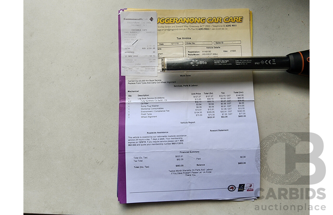 2/2015 Peugeot 308 CC Allure Turbo 11 UPGRADE 2d Cabriolet White 1.6L